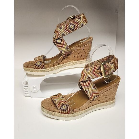 WHITE MOUNTAIN Women's Pearl Espadrille Wedge Sandal Shoe Tan Brown Aztec 8.5M - Picture 2 of 12